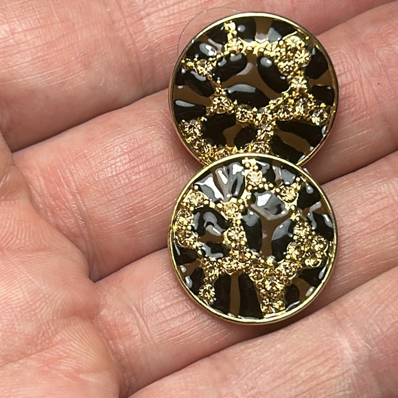 Guess Earrings- rhinestones, gold tone, and black - Picture 5 of 10